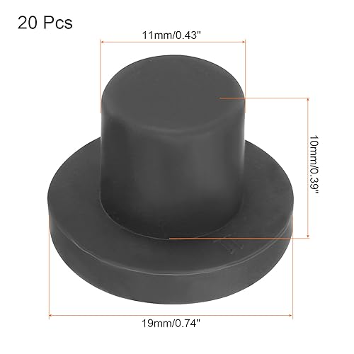 Image of UXCELL High Temp Silicone T-Shaped Solid Rubber Stopper Plugs - Dia 11mm /0.43 inch, Black, Pack of 20 (OD 19mm)