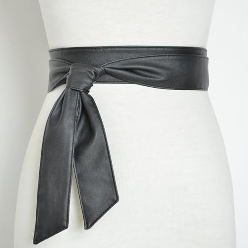 180cm PU Leather Belt Long Sash Belt Women OBI Belt Waist Band Waistband Belts Overcoat Belt Replacement Black2