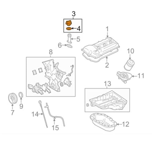 Tapa de llenado de aceite de motor para Toyota Highlander 2001 a 2007 4