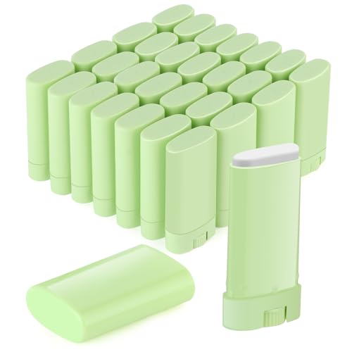 50-Pack Empty Deodorant Containers for Homemade - 0.5 oz/15ml Oval Refillable Deodorants Tubes, BPA-Free Twist-Up Plastic Sticks, Reusable DIY Deodorant Bottles for Balms & Solid Perfumes,Green