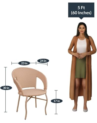 Image of PRATHAM India 2+1 Outdoor Indoor Patio Set Bistro Set Rattan Chair Patio Set Lawn Balcony Hall Outdoor Garden D 12 Chair Table Set (Honey)
