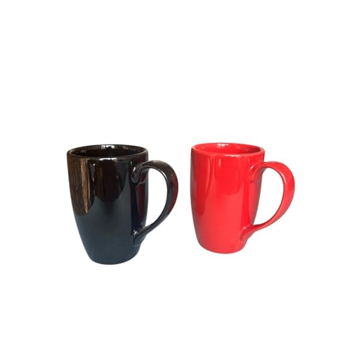 Image of Red and Black Porcelain 285 ml Coffee /Tea Mug Piece Microwave Oven and Dishwasher Safe, for Hot /Cold Coffee, Milk, Tea, (RED and Black)
