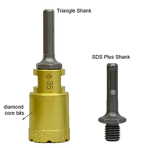 ASNOMY 2 adattatori per trapano diamantato con attacco M14, SDS Plus e Triangle esagonali per trapano diamantato M14