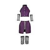 Anime Yamanaka Ino Cosplay Costume Dress Uniform Outfit Halloween Party Fancy Battle Suit (XXL,Purple)