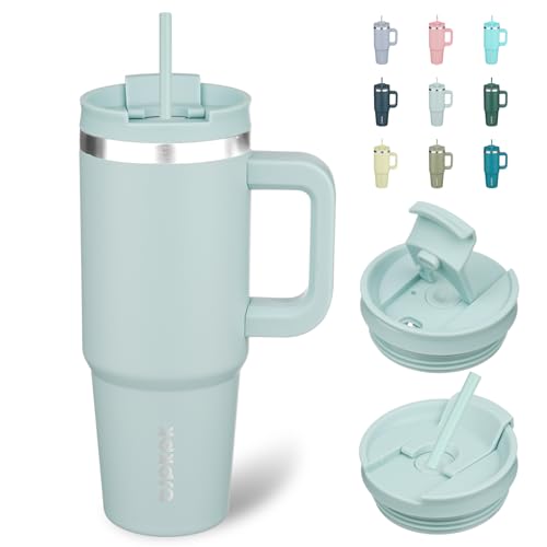 Image of BJPKPK 30 oz Tumbler With Handle Insulated Tumblers With Lid And Straw Stainless Steel Thermal Cup,Blue Haze