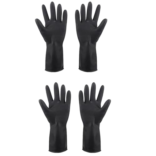 Fulenyi Gants de Teinture de Cheveux, 2 Paires Noir Gants de Coloration Des Cheveux en Latex, Respirants et sans Poudre, pour Salon de Coiffure