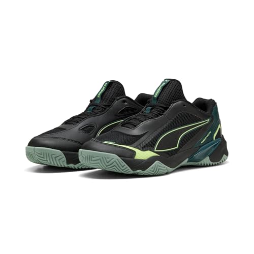 PUMA Unisex Solarstrike 4 Indoor Court Shoe, Puma Black Green Terrain Fizzy Light Moss, 48.5 EU – Ansicht 1