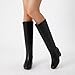 Athlefit Black Knee High Boots for Women Chunky Low Heel Tall Boots Square Toe Fashion Slip On Booties Size 10