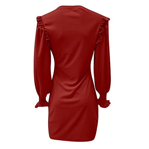 Vestido vermelho para meninas adolescentes gola canoa vestido bustiê manga babados borboleta skims t