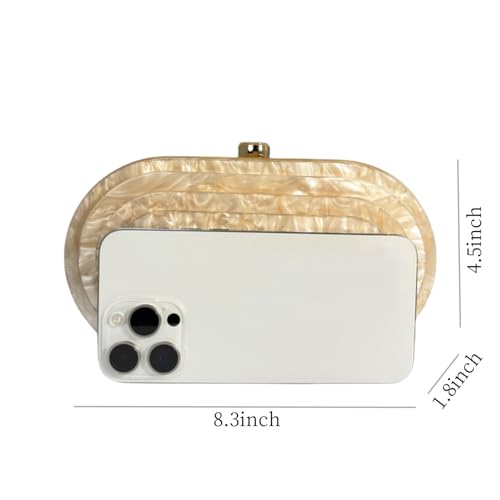 Image of Acrylic Evening Clutch Bag for Women Shell Shape Shoulder Crossbody Bag Glitter Marble Purse Handbag