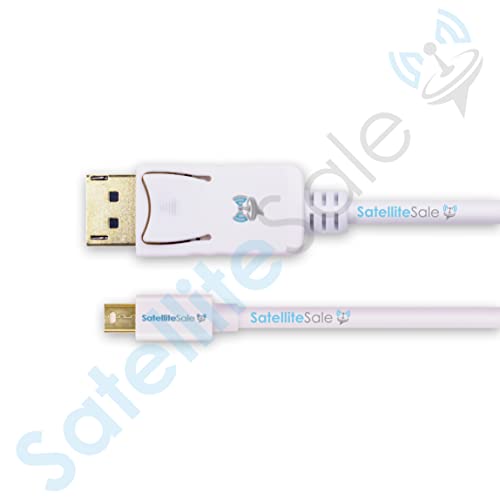 Satellitesale Mini Displayport To Display Port Dp Cable Male To Male 4K/30Hz 8.64Gbps Universal Wire Pvc White Cord 3 Feet #TOP3