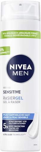 NIVEA MEN Sensitive Rasiergel für Männer Rasiergel mit Kamille Vitamin E & Provitamin B5 für eine sanfte Rasur schützende Formel gegen Hautirritationen (100 ml)