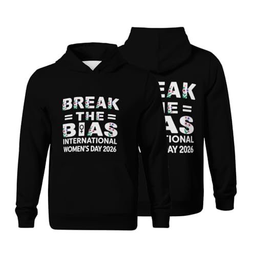 Kids Break the Bias - International Women's Day Boys Girls Lightweight Kangaroo Pocket Fleece Hoodies - Main Image