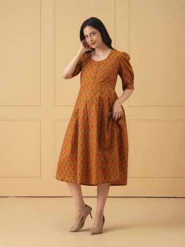 Image of The Mom Store Maternity and Nursing Dress | Pre and Post Pregnancy Dress for Womens | Zipper /Button Opening | Causal Wear | Trendy Stylish Causal Dresses for New Moms