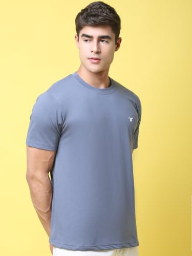 Image of Pinkmint Men's Cotton Blend T-Shirt ll Soild Round Neck T-Shirt ll Stylish Half Sleeve T-Shirt's (Pack of 1)