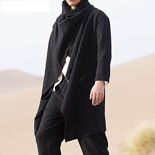 Men's Casual Jackets and Linen Cape Long Irregular Cloak Long Sleeve Coat3