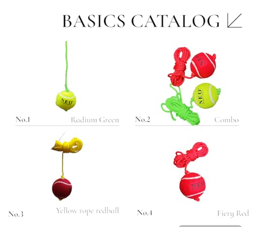 Image of Heavy Tennis Red Hanging Ball, Two Knots, 3.6 metres Nylon Rope (Red Rope, Pack of 2)