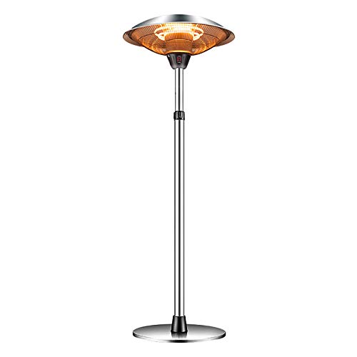 Heizpilz Terrassenheizer Infrarotstrahler, Heizstrahler mit Standfuß, Quarzstrahler, 3 Leistungsstufen (1200/1800/3000 Watt),