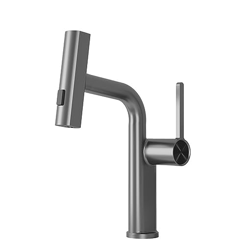 Robinet mitigeur de lavabo extractible haut de gamme en or brossé avec trois fonctions de jet