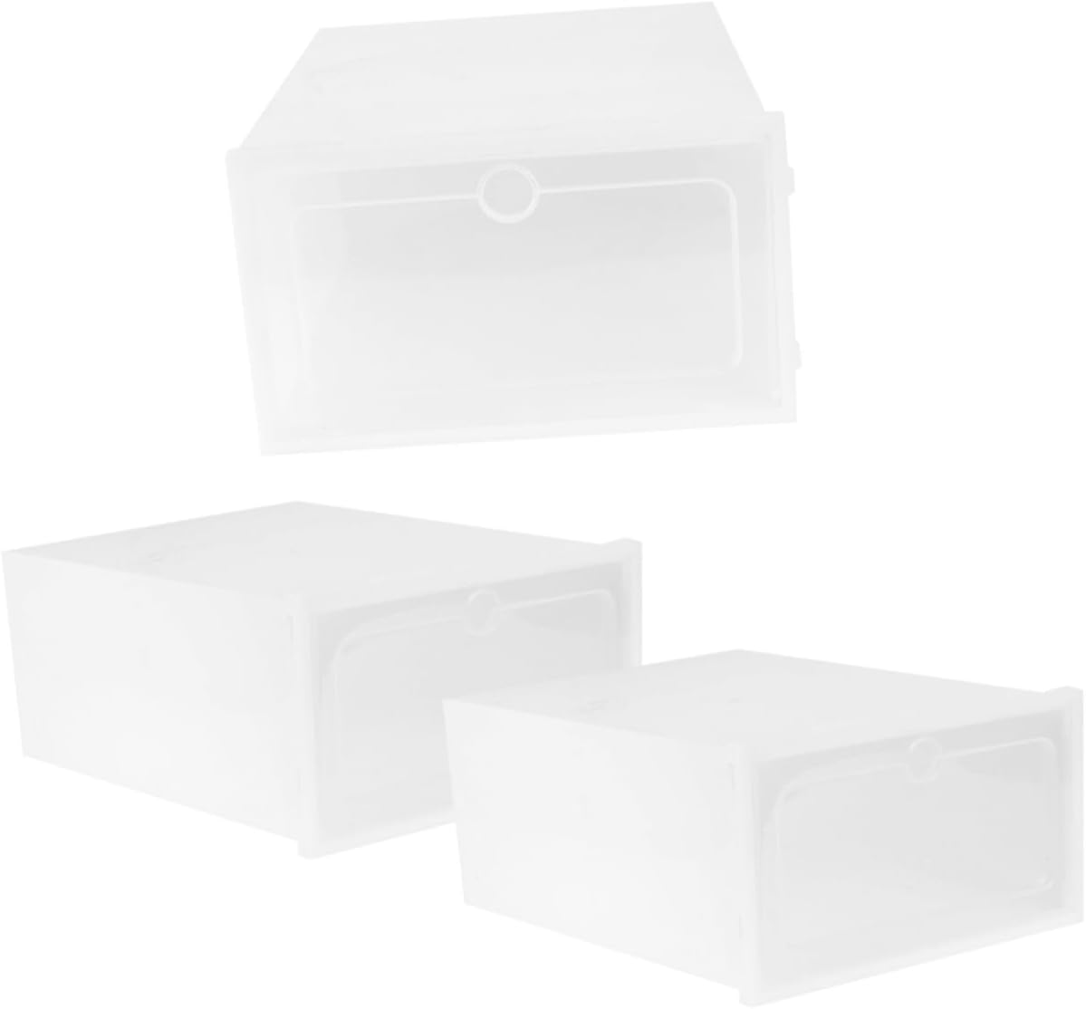 Levemolo 3pcs Stackable Clear Shoe Organizer Box with Lid Foldable Transparent Storage Container for Sneakers High Heels and Boots Home Closet and Dorm Use