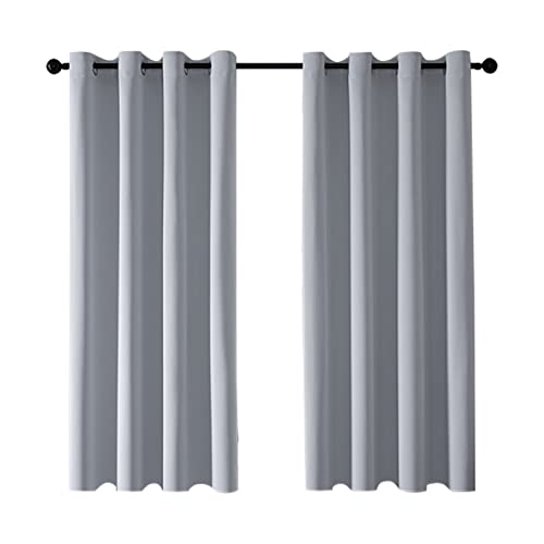 MRTREES Blackout Curtains Bedroom 54 Drop 2 Panels Light Grey Eyelet Thermal Curtain for Living Room Soft Texture Window Treatments for Kids 66x54 Inch 167x137 CM
