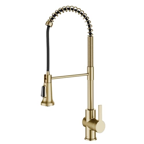 Image of KRAUS Britt 2nd Gen Commercial Style Pull-Down Single Handle Kitchen Faucet in Spot Free Antique Champagne Bronze, KPF-1691SFACB