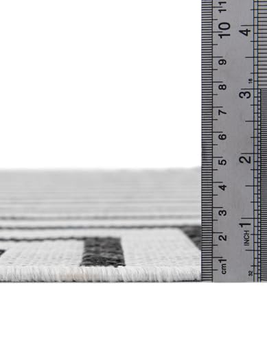 Tapete moderno de exterior 7x10 Blanco y Negro Rugs.com miniatura 5