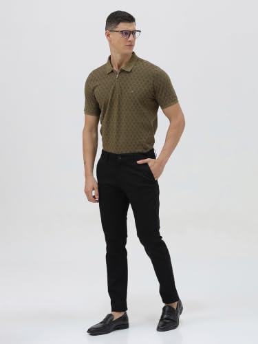 Image of CROCODILE Men's All Over Print Cotton Casual Wear T-Shirt | Collar | Half Sleeve | Comfort Fit | Pull On | Regular