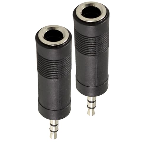 uxcell adaptador Jack audio 3.5mm macho a 6.35mm hembra 2 piezas miniatura 4