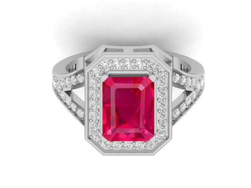 925 Sterling Silver Natural Ruby Gemstone July Birthstone Statement Ring For Women And Men Ring Size 5-103