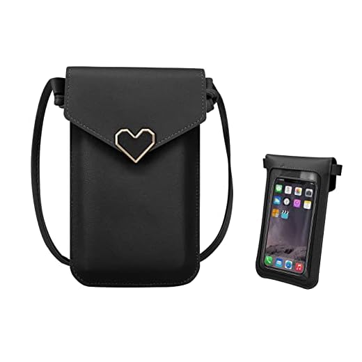 FuninCrea Bolso Movil Mujer, Bolso Bandolera Pequeño con Cierre Metálico y Ventana Transparente, Bolso Teléfono Movil Pantalla Táctil Bolso Bandolera Móvil con Correa para Móvil, Teléfono (negro)