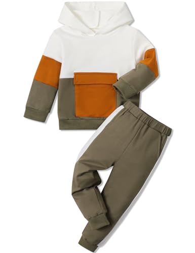 Image of mkodopy Boys Clothes Hoodie Sweatsuits Tops and Pants Boys Fall Winter Outfits Boy Clothing Set