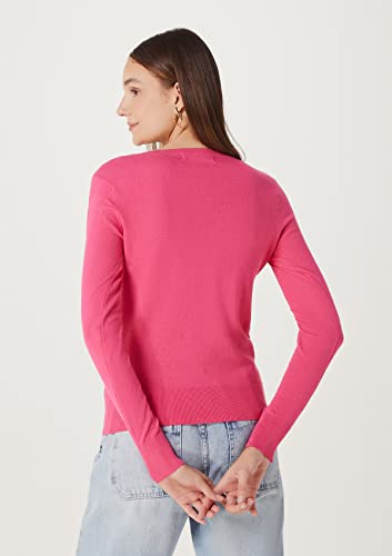 Blusão Básico Feminino Em Tricô Manga Longa - Rosa M