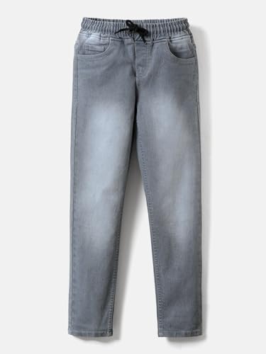 Image of Urbano Juniors Boys Mid Rise Regular Fit Washed Denim Jogger Jeans Stretchable