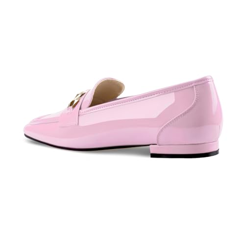 Image of Oh Mispares Womens Loafers Square Toe Low Heel Penny Loafers Fashion Comfortable Slip on Flats Casual Dressy Shoes for Women Work Office Patent Leather