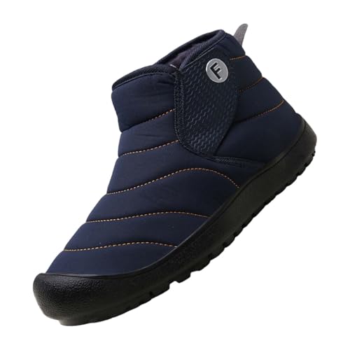 Generisch Zapatos de hombre impermeables transpirables transpirables zapatos casuales planos para mujer botas de nieve de invierno acolchadas cálidas botas de hombre zapatos de plata para hombre, azul