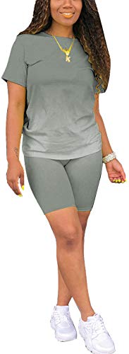 LaiyiVic Womens Due Pezzi Abiti Estate Jogger Outfit Bodycon Track Suit tie dye Sport Set 2 pz, Grigio9735-2, Large