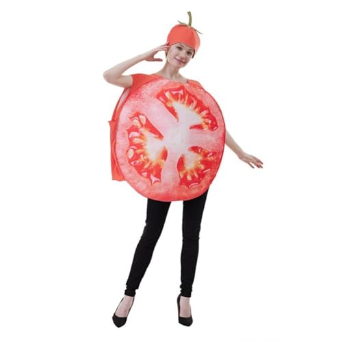 Sanfly Disfraz Divertido De Halloween para Adultos, Disfraz De Fruta Y Verdura, Disfraz De Tomate Gigante para Adulto, Disfraz De Carnaval, Vestido De Fiesta Elegante