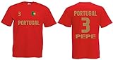 Sehr hoher Tragekomfort Portugal Pepe Herren T-Shirt EM 2020 Trikot Look Style Shirt Rot XXL