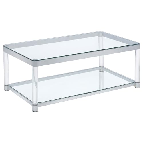 Coaster 720748 Glass Top Coffee Table, Chrome