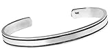 Treasure Bay Pulsera de plata de ley de 7 mm para hombre y mujer con líneas dobles, talla única, Plata