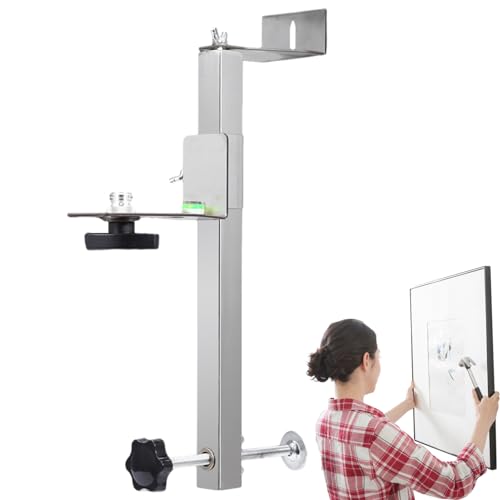 Qukoielly Support mural pour niveau | Hauteur réglable en acier inoxydable – Support mural pour plafond suspendu – Pour charpentiers, installateurs de carrelage, chantier de construction, rénovation