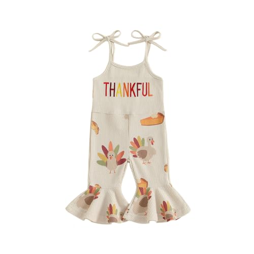 Image of Thanksgiving Baby Girl Outfit Toddler Turkey Romper Overalls Jumpsuit