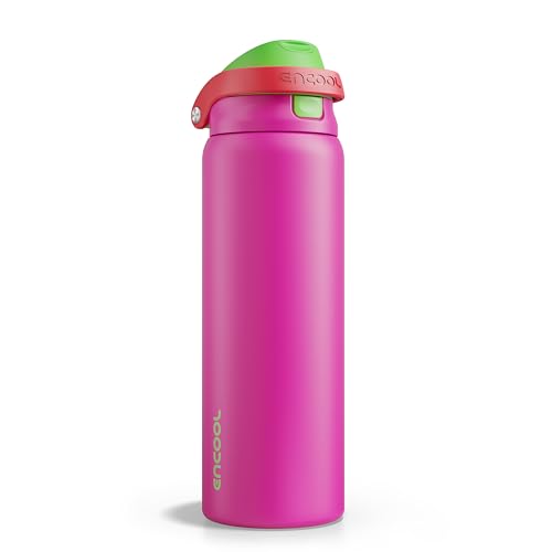 Image of ENCOOL Leakproof Insulated Water Bottle with Straw Dual-Sip Water Bottle Bag-Safe Design for Work, Commute & Gym - Keeps Drinks Cold All Day, 32 oz, Neon Pink