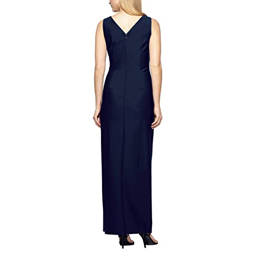 Image of Alex Evenings Women's Slimming Long Side Ruched Dress with Cascade Ruffle Skirt