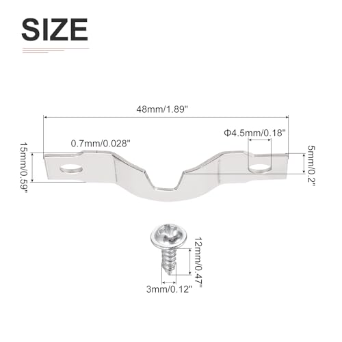 Image of DTGN 48mm x 15mm x 5mm U Type Hook Good for Frames with Screws - 20Pcs - Good for Hanging Paintings - Picture Frame Hook Photos - Silver Tone