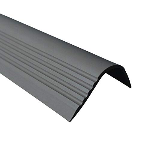 RGPT 52x40mm Bullnose Stair Anti Slip Nosing 46.45" 1.18 Meters Length PVC Rubber Angle Step Edge TMW Profiles (Dark Gray)