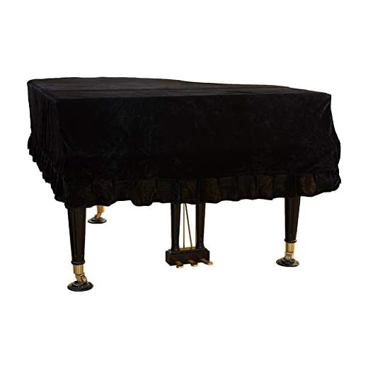 Douup Cover A Coda di Pianoforte, Classico Universal Grand Piano Cover Decorative Piano Cover Piano Piano Piano Piano Cover Triangolo Decorato Copertura Protettiva Lavabile,Nero