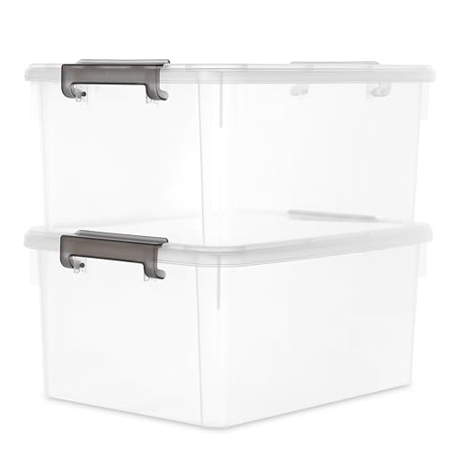Image of Citylife 17 QT Plastic Storage Bins with Latching Lids Stackable Storage Containers for Organizing Large Clear Storage Box for Garage, Closet, Classroom, Kitchen, 2 Packs