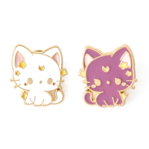 2pcs Anime Cat Brooch Pins For Women Enamel Pins for...